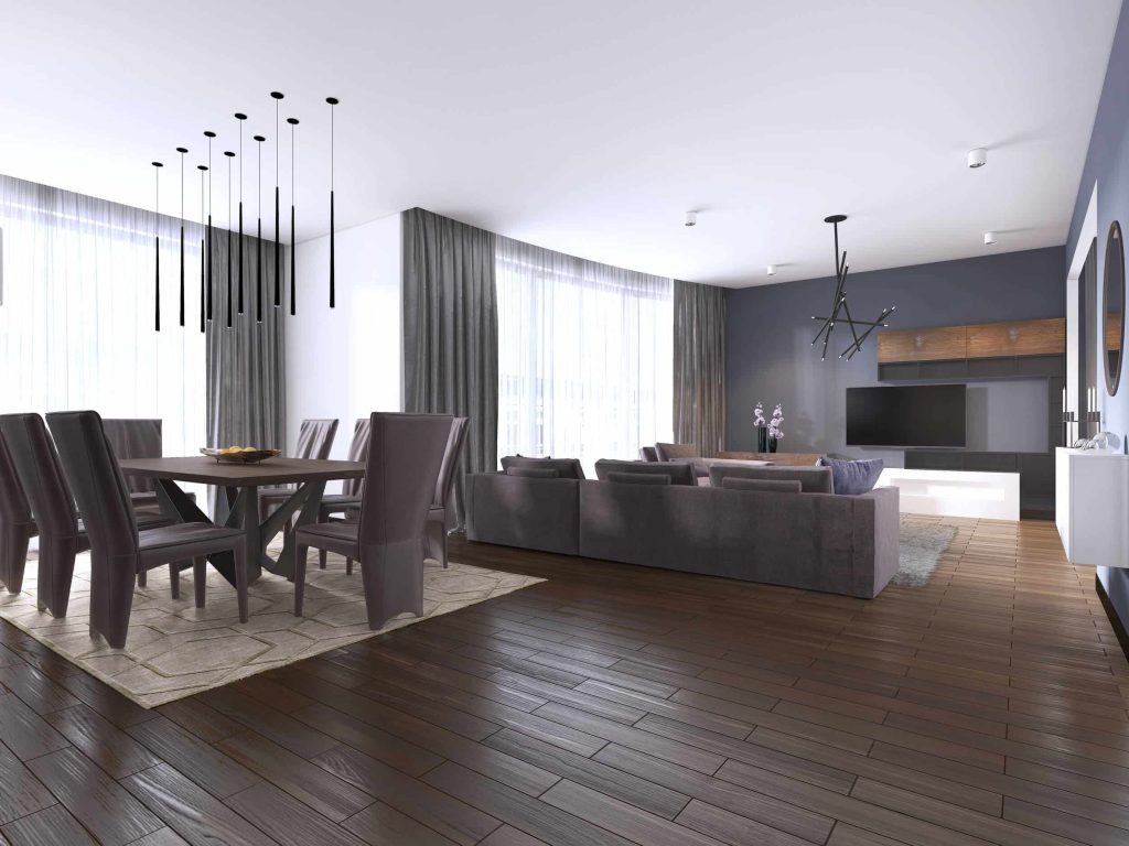 dining set in modern luxury brown dining room