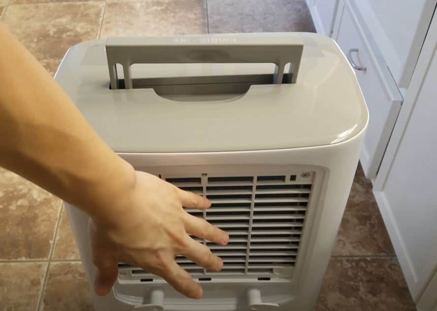the back view of a frigidair dehumidifier