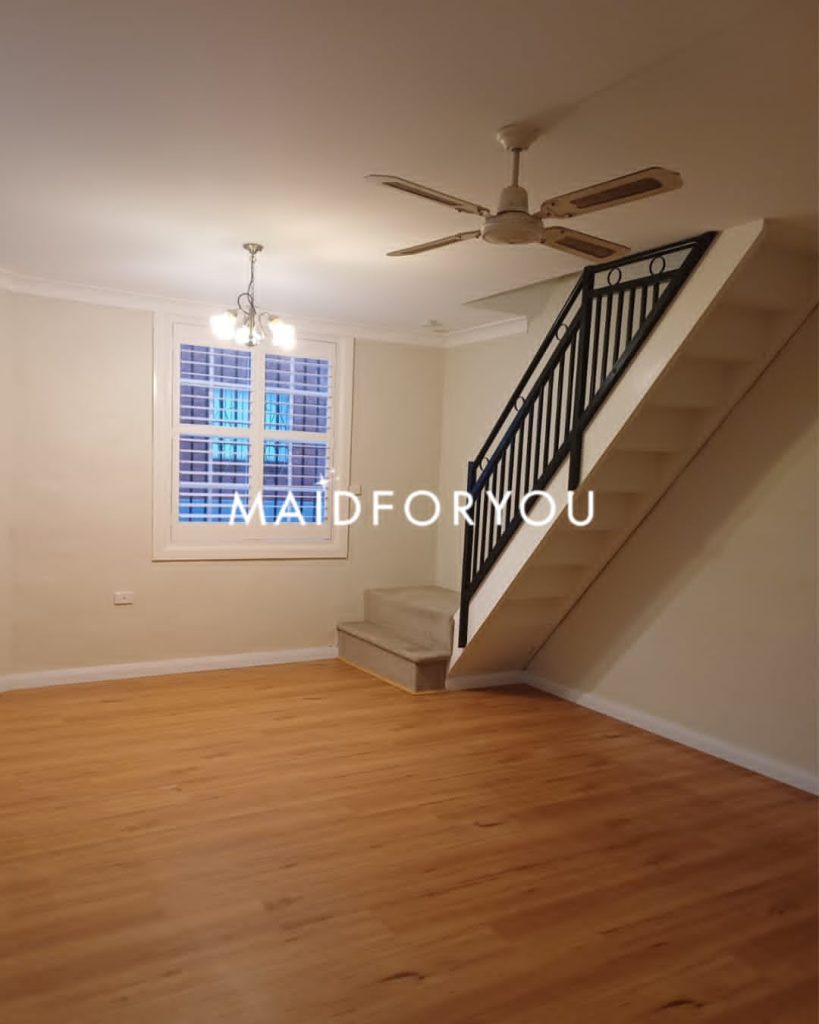 A living room cleaned by MaidForYou as part of an end of lease clean