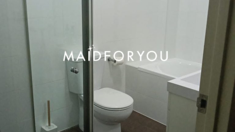 After cleaning: the same bathroom after an NDIS clean by MaidForYou, with tiles and fixtures cleaned